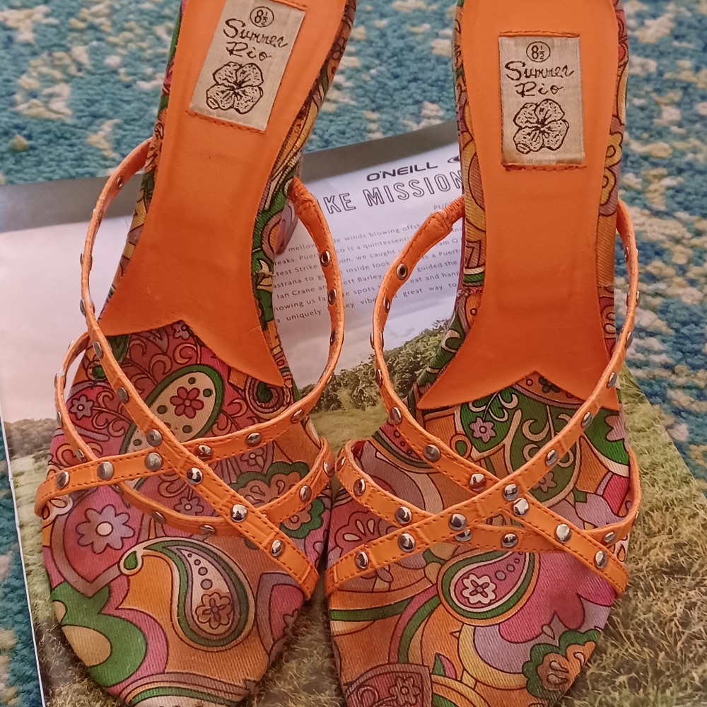 Beautiful slip on colorful high heels